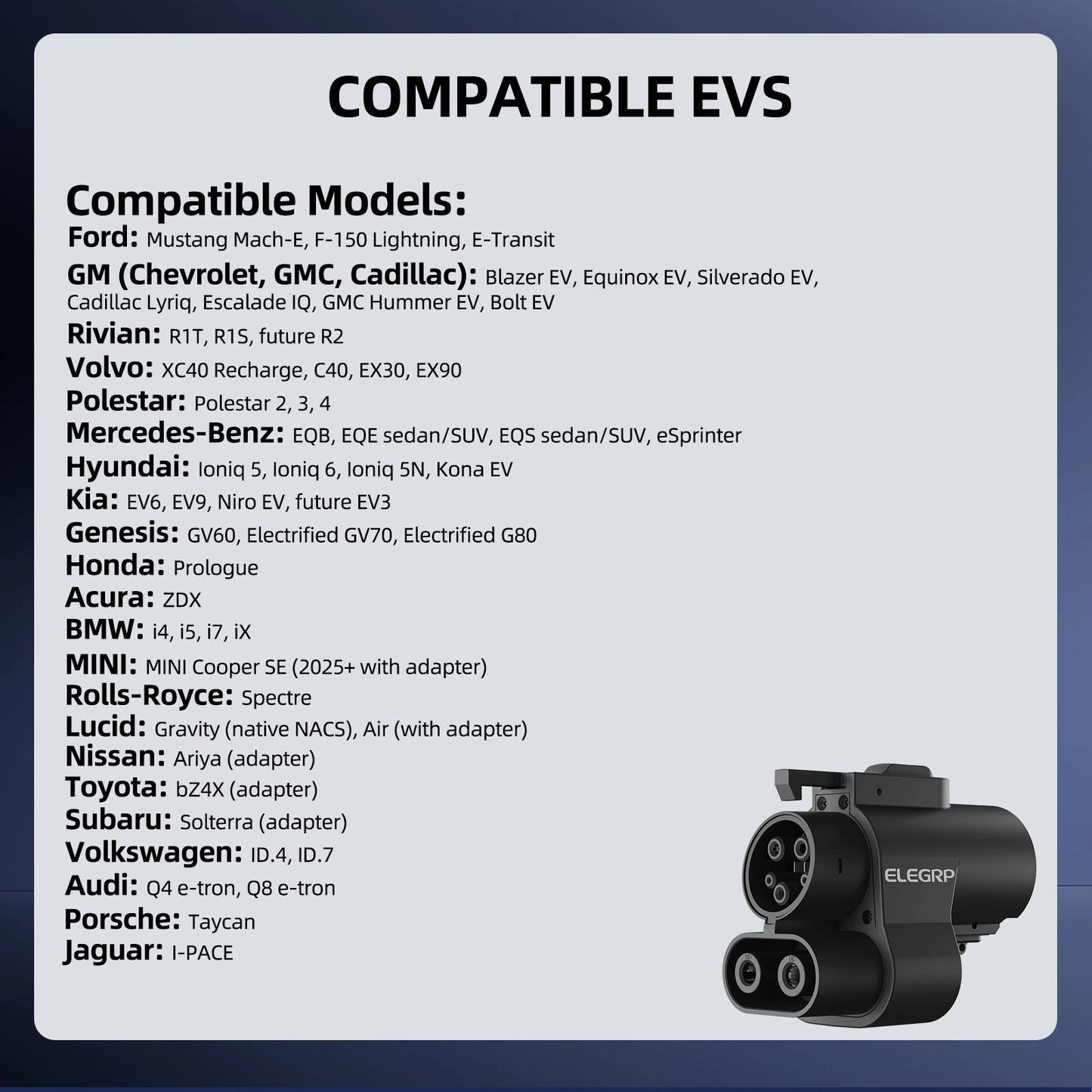 EV Charging Adapter 500A 1000V DC, NACS Charger to CCS1 Vehicle