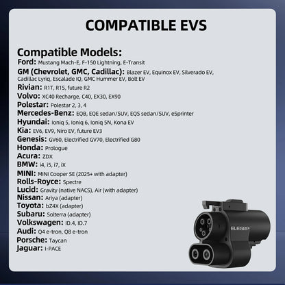 EV Charging Adapter 500A 1000V DC, NACS Charger to CCS1 Vehicle
