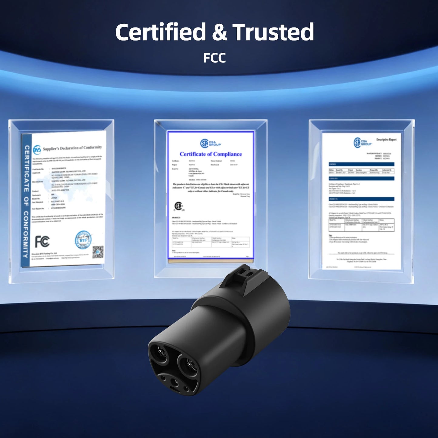 EV Charging Adapter 80A 250V AC, J1772 Charger to NACS Vehicle