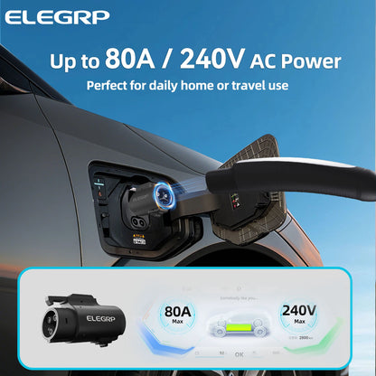 EV Charging Adapter 80A 250V AC, NACS Charger to J1772 Vehicle
