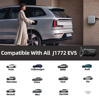 EV Charging Adapter 80A 250V AC, NACS Charger to J1772 Vehicle