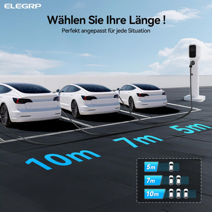 ELEGRP Type 2 Charging Cable, 11kW 5M 16A 3-Phase, Type 2 to Type 2