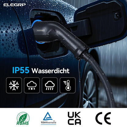 ELEGRP Type 2 Charging Cable, 11kW 5M 16A 3-Phase, Type 2 to Type 2