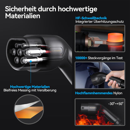 ELEGRP Type 2 Charging Cable, 11kW 5M 16A 3-Phase, Type 2 to Type 2